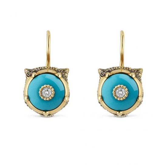 Rosas 1945 Gucci Orecchini LE MARCHÉ DES MERVEILLES oro giallo, turchese e diamanti