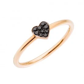 Rosas 1945 DODO ANELLO CUORE DIAMANTI BLACK