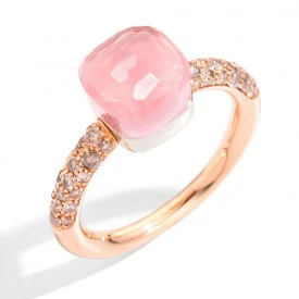 Rosas 1945 POMELLATO ANELLO NUDO QUARZO ROSA PETIT