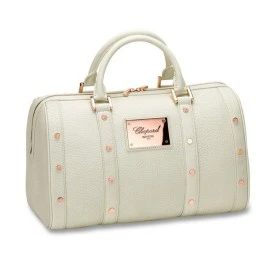 Rosas 1945 Chopard Borsa Boston con borchie in pelle martellata bianca